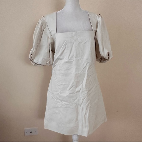 NWT Frame Cream Nina Leather Mini Dress - Picture 3 of 8